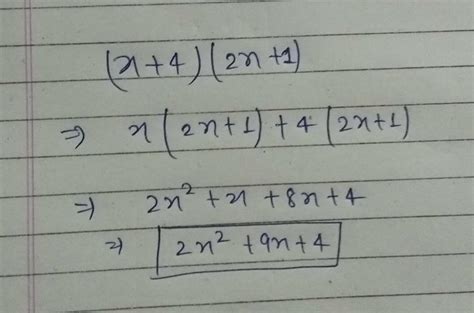 multiply (x + 4) from (2x+1) - Brainly.in
