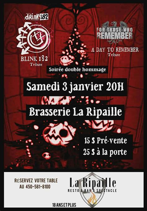 Blink 182 × A Day To Remember Soirée Homage, Brasserie La Ripaille ...