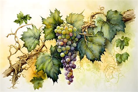 Grapevine Watercolor - Grapes in the Vine Art - Etsy