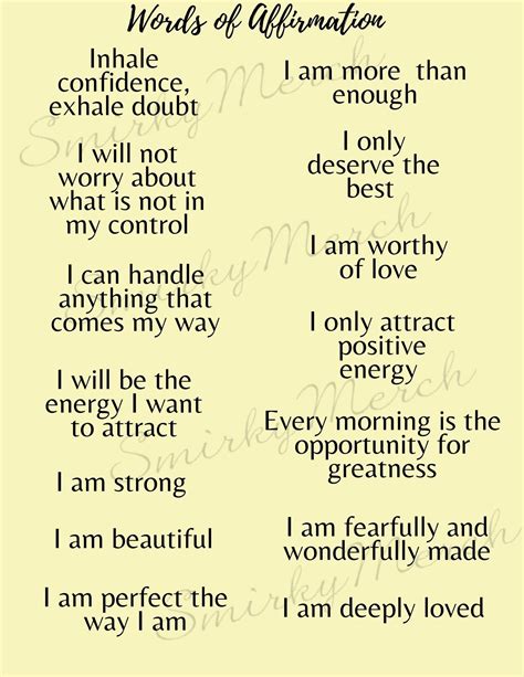 DIGITAL DOWNLOAD of a List of Words of Affirmations. Available to ...