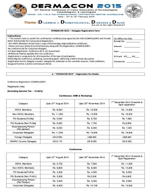 Fillable Online DERMACON 2015 Delegate Registration Form Fax Email ...