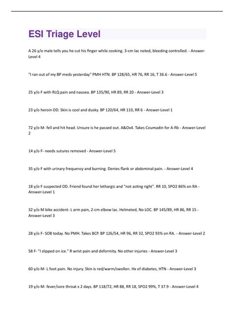 ESI Triage Level Questions and Answers with complete solutions - ESI ...