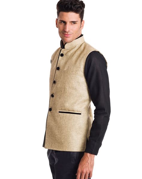 Buy Beige WINTAGE Solid Waistcoat with Mandarin Collar | AJIO