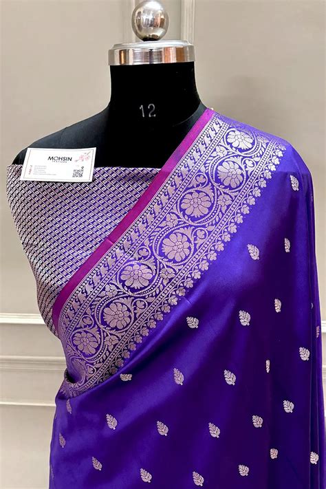 Purple Zari Banarasi Silk Saree – Mohsin Textiles