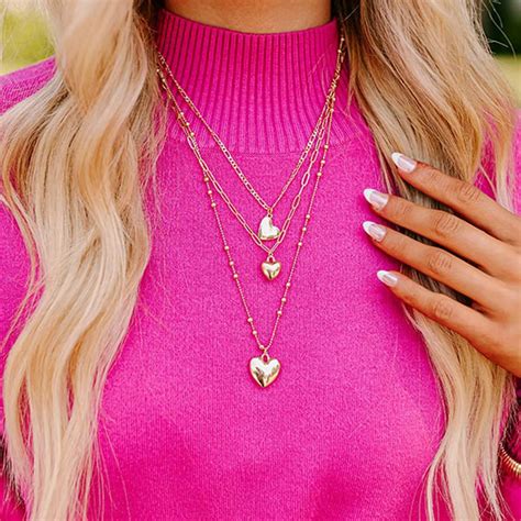 Triple Layered Heart Necklace – Dimplery