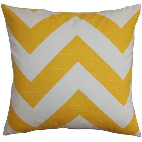 Buy The Pillow Collection Eir Zigzag Yellow Slub Down Filled Throw ...