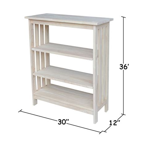 International Concepts Unfinished Wood 3-Shelf Bookcase (30-in W x 36 ...