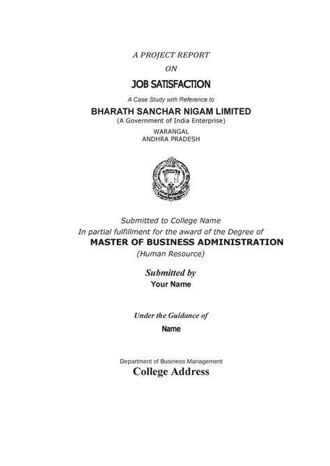 A Project Report ON JOB Satisfaction A C - A PROJECT REPORT ON JOB ...