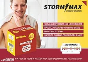 Buy Storm Max Stainless Razor Blades, (Pack of 10 with 50+5 blades in ...