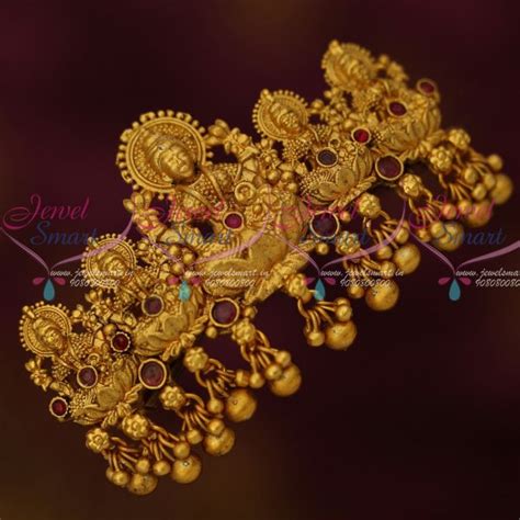 H12380R Red Antique Matte Gold Finish Temple Nakshi Hair Clips ...