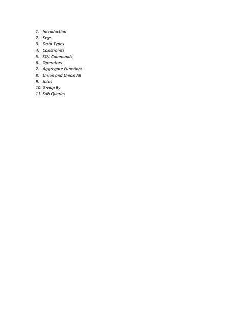 SQL - This is SQL notes - Introduction Keys Data Types Constraints SQL ...
