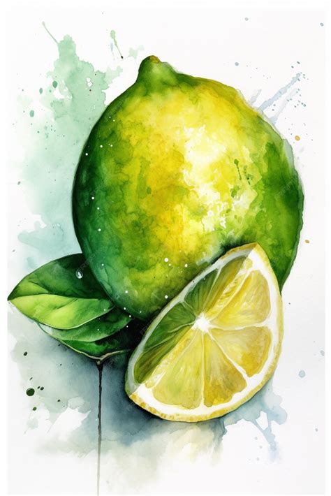 Premium Photo | A watercolor painting of a lemon and a half of it