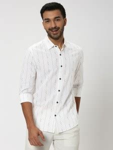 MUFTI Men Striped Casual White Shirt - Buy MUFTI Men Striped Casual ...