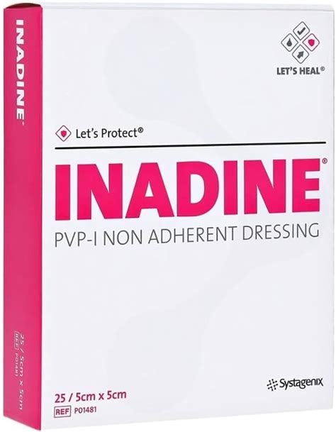 Buy Inadine 5cm x 5cm x5 Non-Adherent Wound Dressings, Povidone-Iodine ...