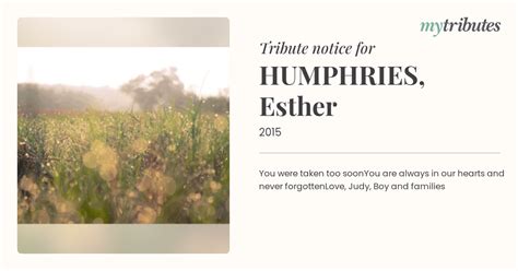 HUMPHRIES, Esther | Tributes | Townsville | My Tributes