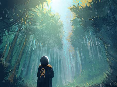 Download wallpaper 1600x1200 man, forest, art, trees, loneliness ...