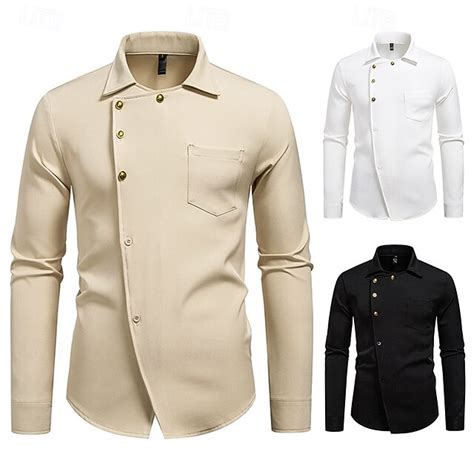 Men's Shirt Casual Shirt Button Up Shirt Designer Shirt Black White ...