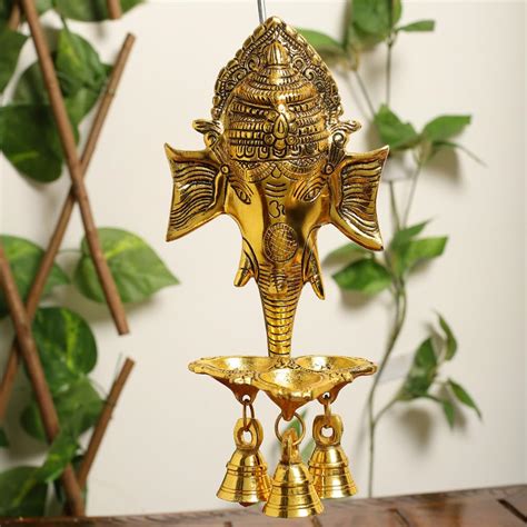 Ganesh Wall Hanging Statue with Bell & Diya, and Dry Fruits Boxes