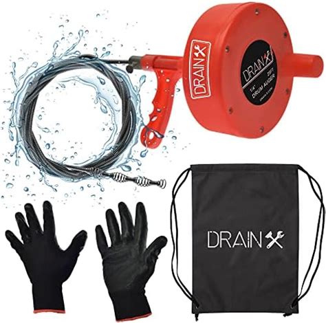 Plumbing Snake Drain Auger | 25-Ft Drain Snake Cable with Work Gloves ...