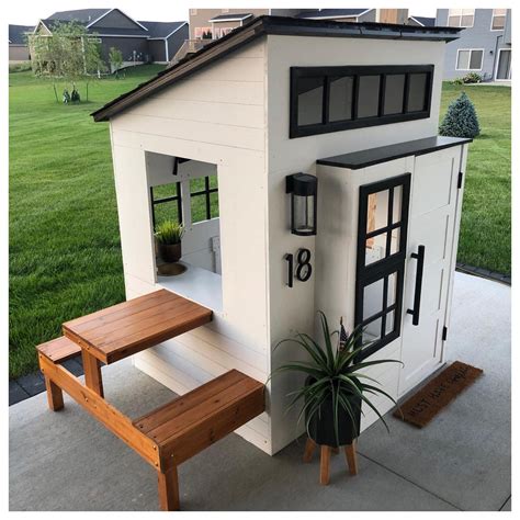 Buy KidKraft Modern Outdoor Wooden Playhouse with Picnic Table, Mailbox ...