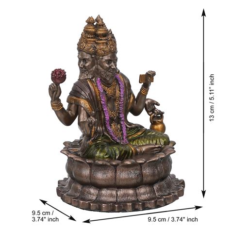 Lord Brahma on a Lotus Cold Cast Bronze Resin Decorative Figurine ...
