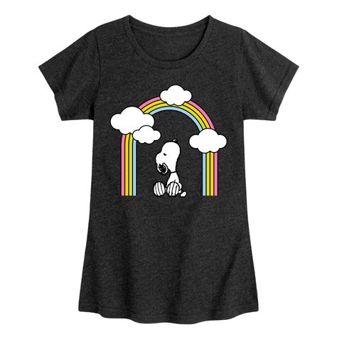 Peanuts - Snoopy Looking Up Rainbow - Toddler & Youth Girls Short ...