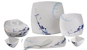 Buy Servewell Blue Hearts Square Dinner Set, 25-Pieces Online at Low ...