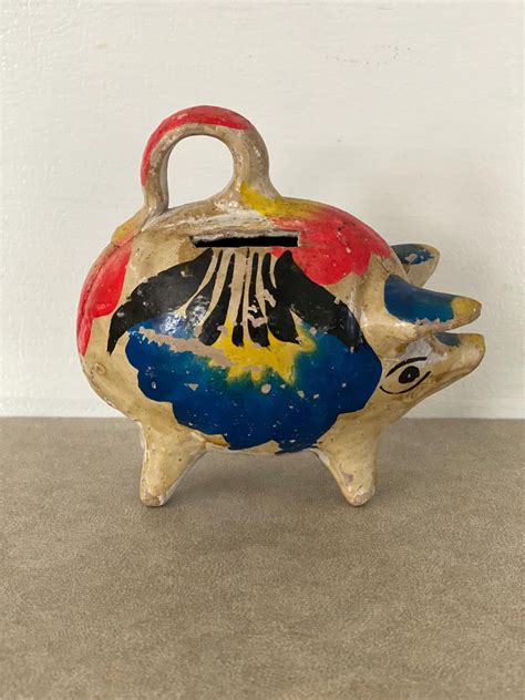 Vintage Hand Painted Mexican Piggy Bank - Etsy