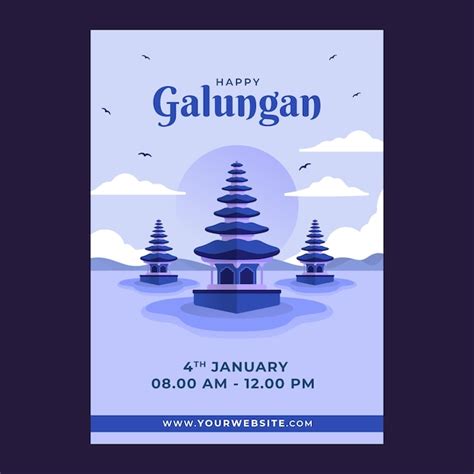 Flat vertical flyer template for galungan celebration | Free Vector