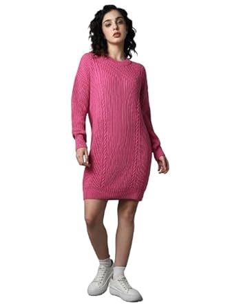 Buy High Star Women's Acrylic Blend A-Line Knee-Length Dress ...