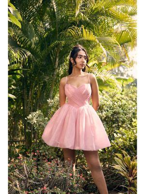 Buy Lea Clothing Becca Baby Pink Mesh Mini Dress (XS) Online