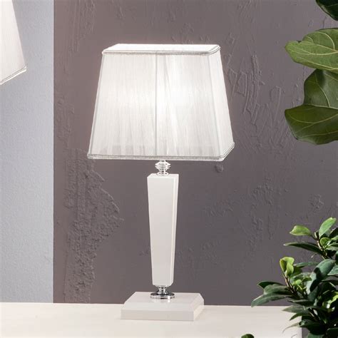 Classic Table Lamp in Italian Glass and Lampshade