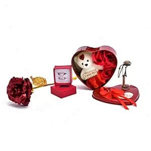 KHUSHA CREATIONS Couple Rings With Artificial Flower ,Teddy Heart Box ...