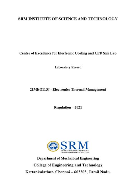 ETM Lab Record index - Electronic Thermal Management - SRM INSTITUTE OF ...