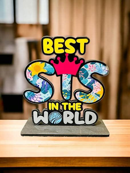 WARMINGO DE Best Sis In The World Wooden Trophy gift For Sister or Sis ...