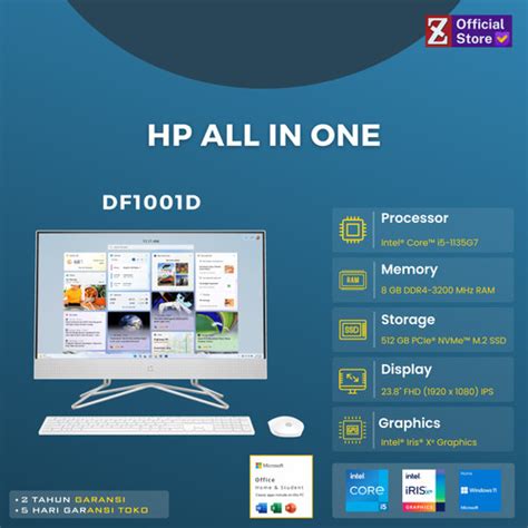 Promo Hp AIO 24-DF1009D Intel Core i5-1135G7 8GB/512GB SSD 23.8'' fhd ...