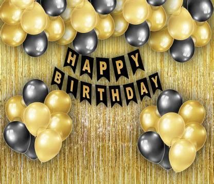 MIKAZUKI Happy Birthday Decoration Kit Golden Black Birthday ...