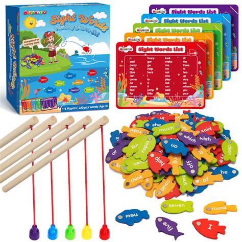 Amazon.com: Wooden Magnetic Sight Word Fishing Game for Toddlers ...