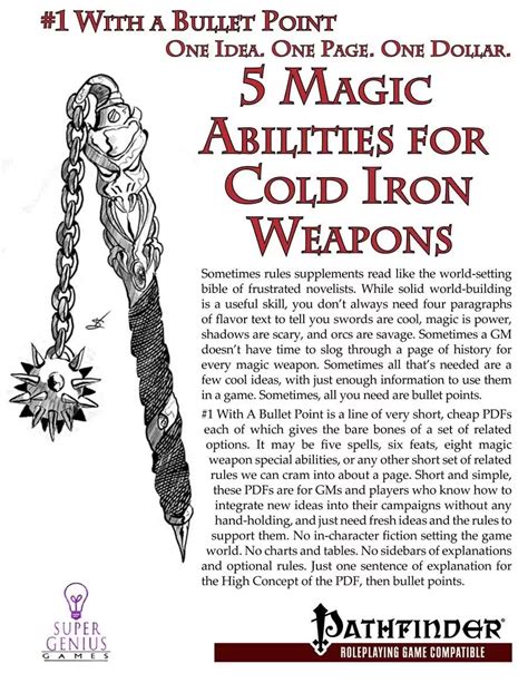 #1 With a Bullet Point: 5 Magic Abilities For Cold Iron Weapons - Rogue ...