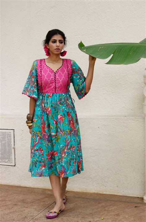 Cotton Dress : Banjaaran Dress In Teal – Ek Dori