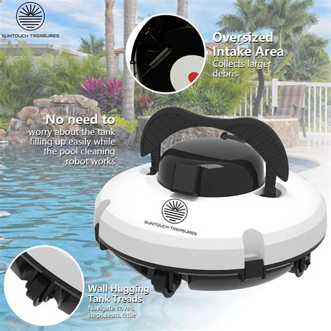 SUNTOUCHTREASURES Cordless Robotic Pool Cleaner for Above Ground Pool ...