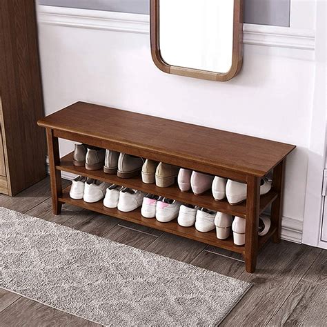 Buy OGCAU Shoe Rack Bench,3 Tier Wooden Storage Bench, Shoe Organizer ...