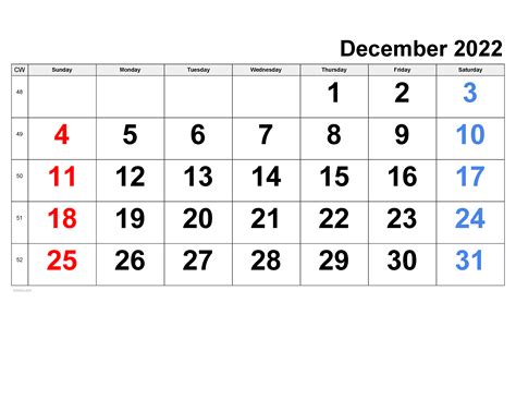 December 2025 Calendar | Free Printable PDF, XLS and PNG