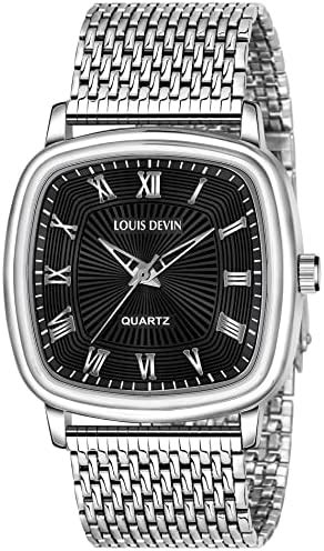 Buy LOUIS DEVIN Steel Chain black Dial Silver Band Stainless Steel ...