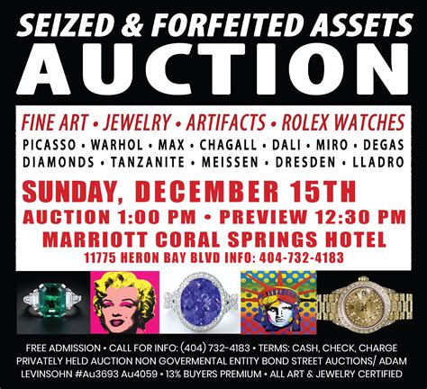 Rare Art, Designer Jewelry, and Luxury Gems Headline Seized Assets ...