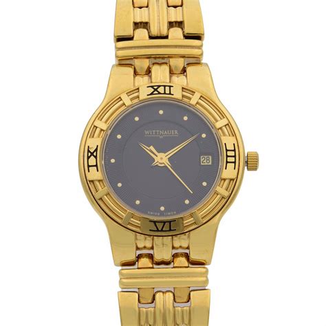 Wittnauer Gold Tone Steel Date Black Dial Ladies Quartz Watch 11M04 For ...