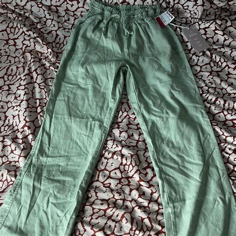 Green Linen Pants from Tj Maxx SIZE L Perfect for... - Depop