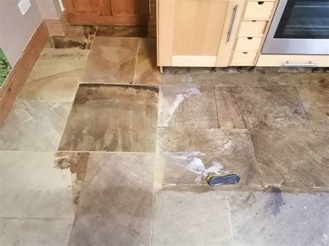 Grubby Fossil Sandstone Floor Renovated in Newport - Stone Cleaning and ...