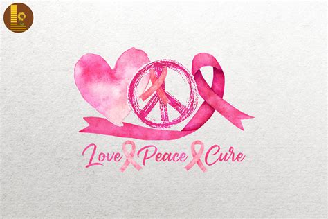 Peace Love Cure Breast Cancer Awareness By Mulew Art | TheHungryJPEG