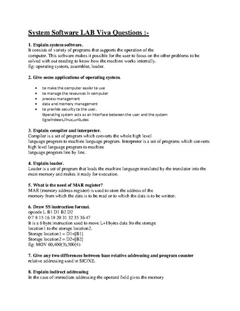 Basic SSviva - nice notes - System Software LAB Viva Questions ...